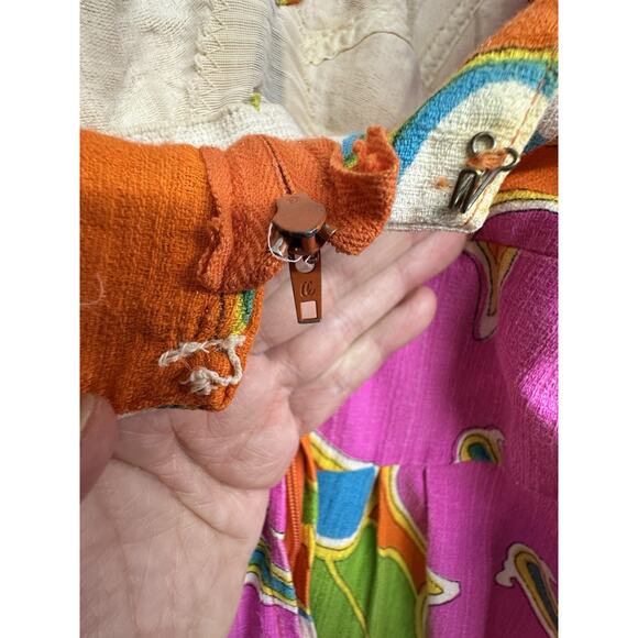 Vintage 60s Dress Malihini Hawaii Designer Collection Maxi Floral Hot Neon - Picture 8 of 15